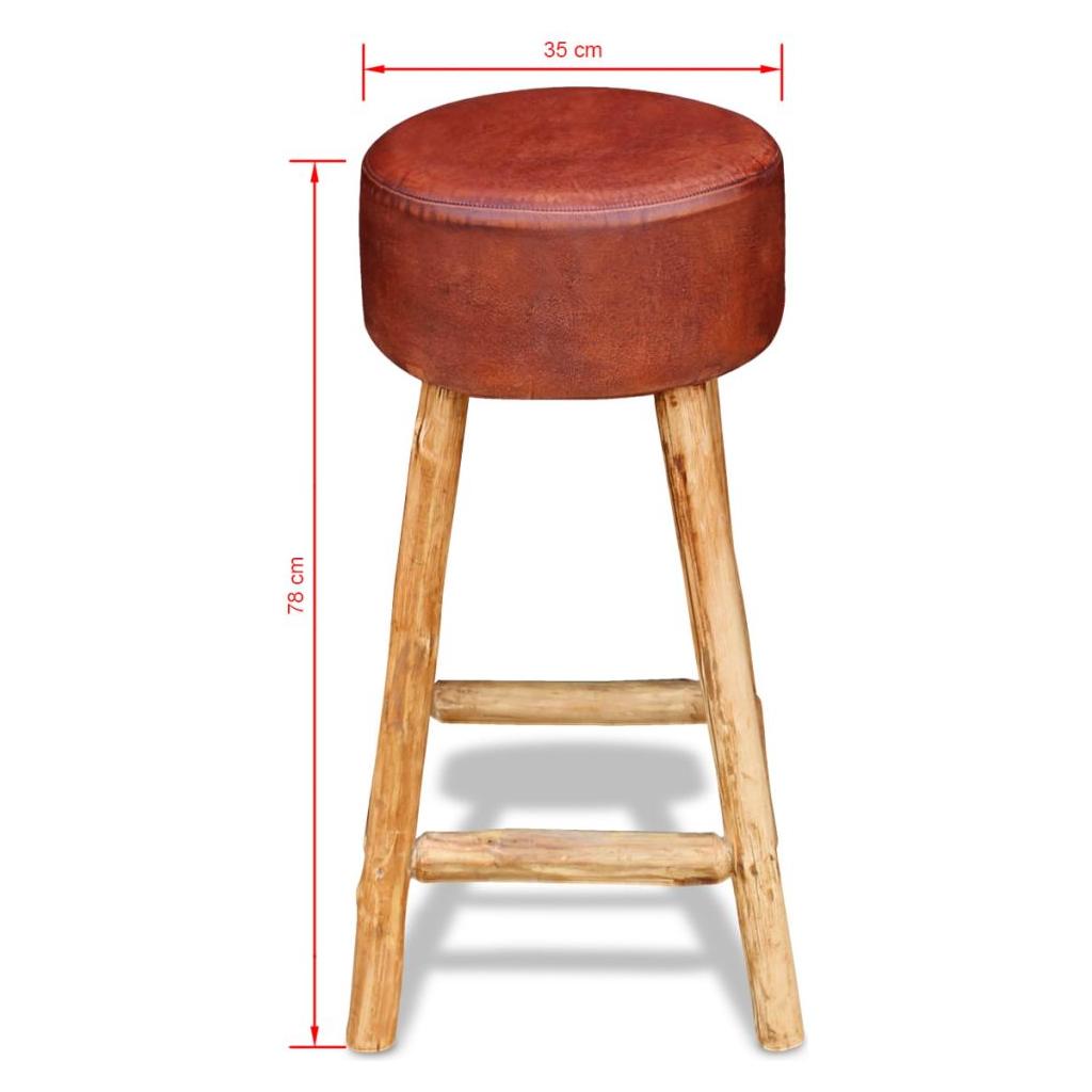 Baro kėdė, tikra oda, ruda ir natūrali sp., 35x78 cm