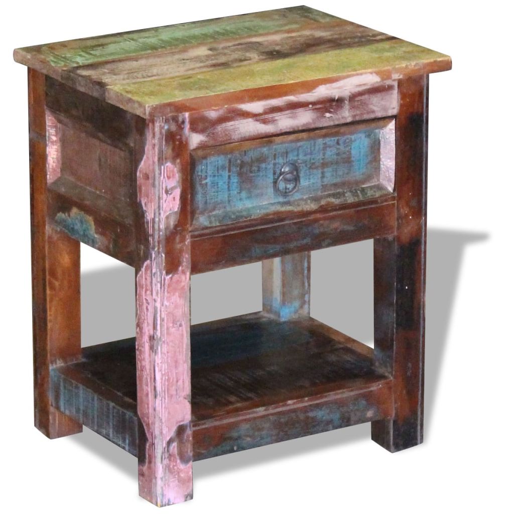Staliukas su 1 stalčiumi, perdirbta mediena, 43x33x51 cm
