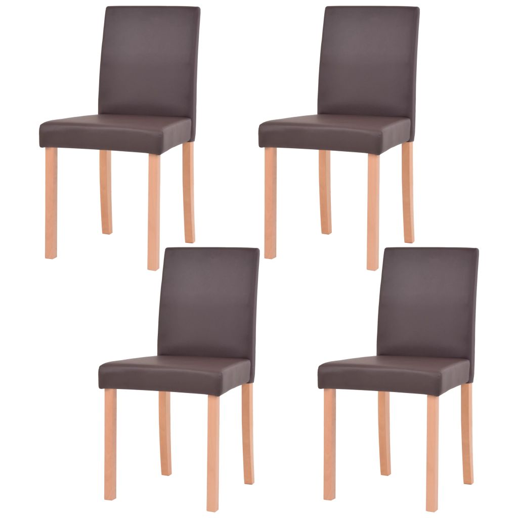 Valgomojo stalas ir kėdės, 5vnt., dirbtinė oda, ąžuolas, ruda