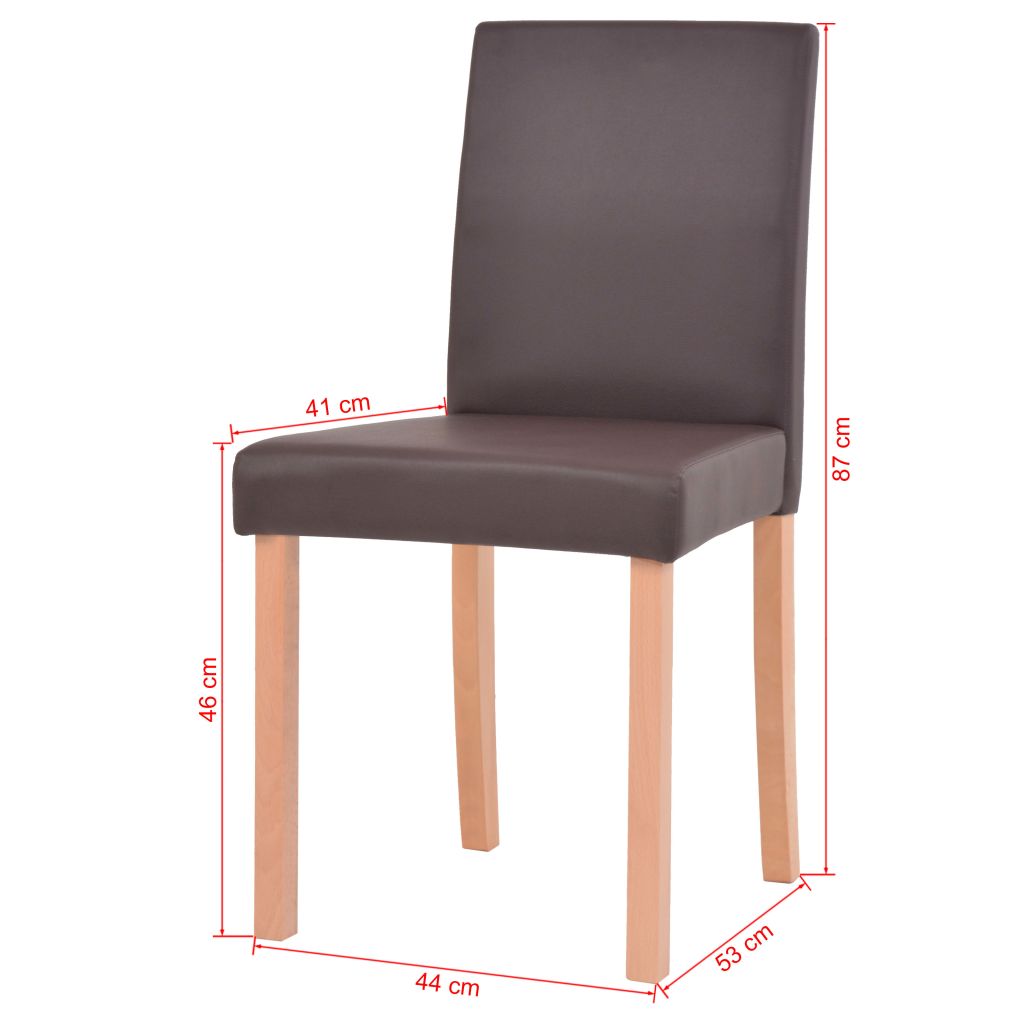 Valgomojo kėdės, 2vnt., dirbtinė oda, bukmedis, rudos spalvos
