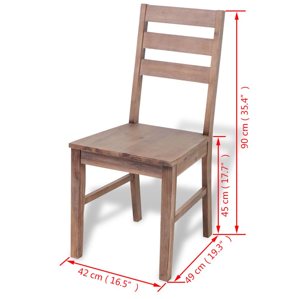Valgomojo kėdės, 2vnt., masyvi akacijos mediena, 42x49x90cm
