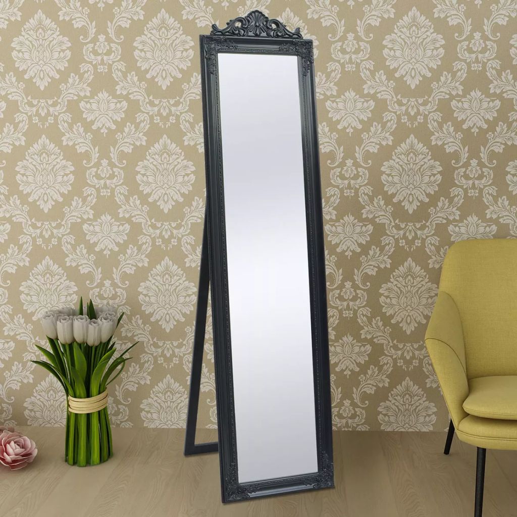Pastatomas veidrodis, barokinio stiliaus, 160x40 cm, juodas