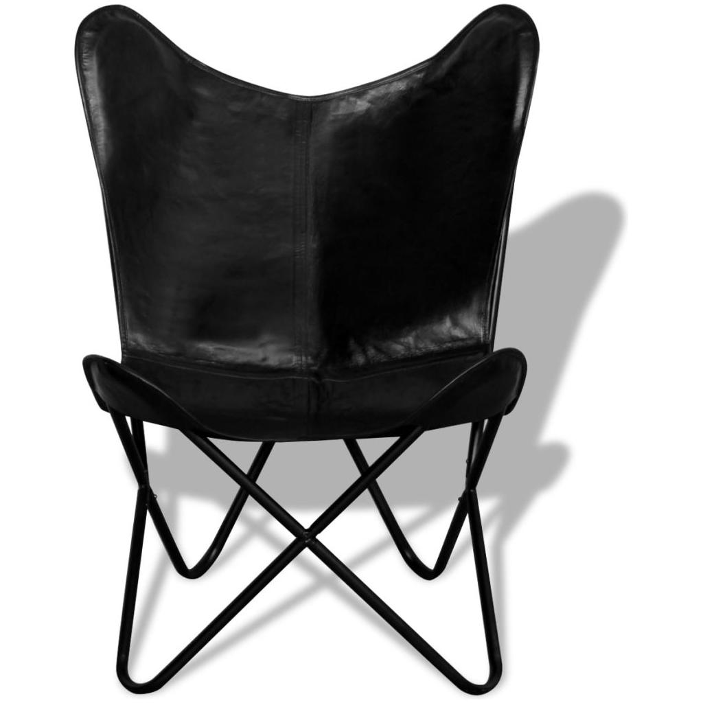 drugelio formos kėdė, tikra oda, juoda