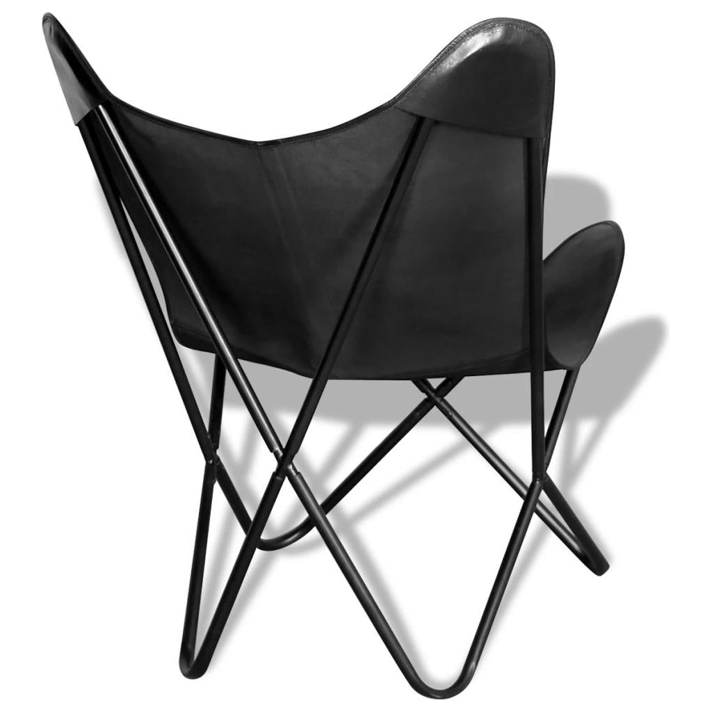 drugelio formos kėdė, tikra oda, juoda