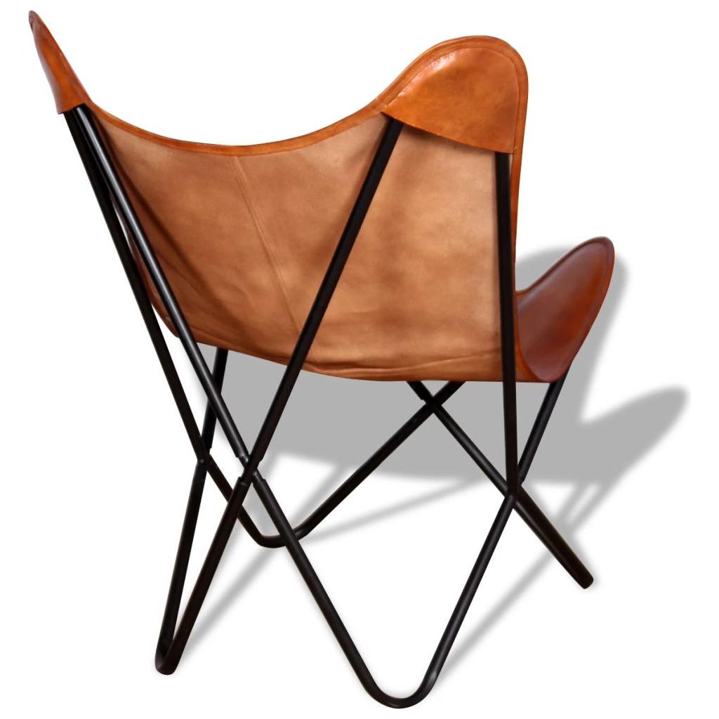 drugelio formos kėdė, tikra oda, ruda