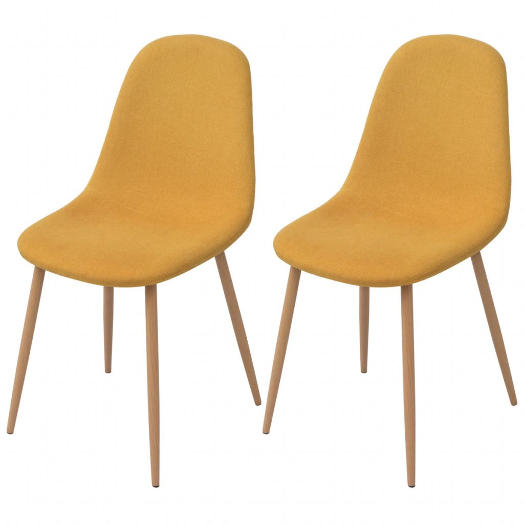 Valgomojo kėdės, 2 vnt., audinys, geltonos