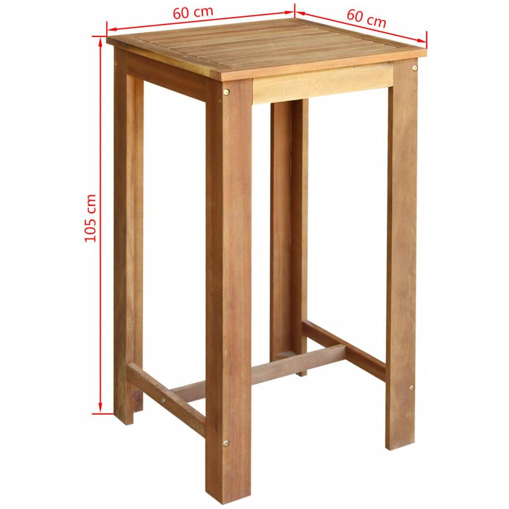 Baro stalas, 60x60x105 cm, tvirta akacijos mediena