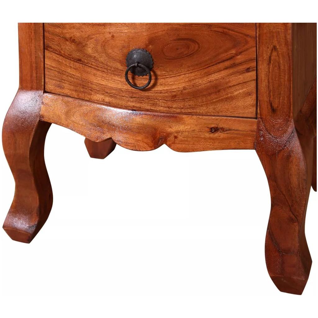 Naktinis staliukas su stalčiais, 2 vnt., akacijos mediena