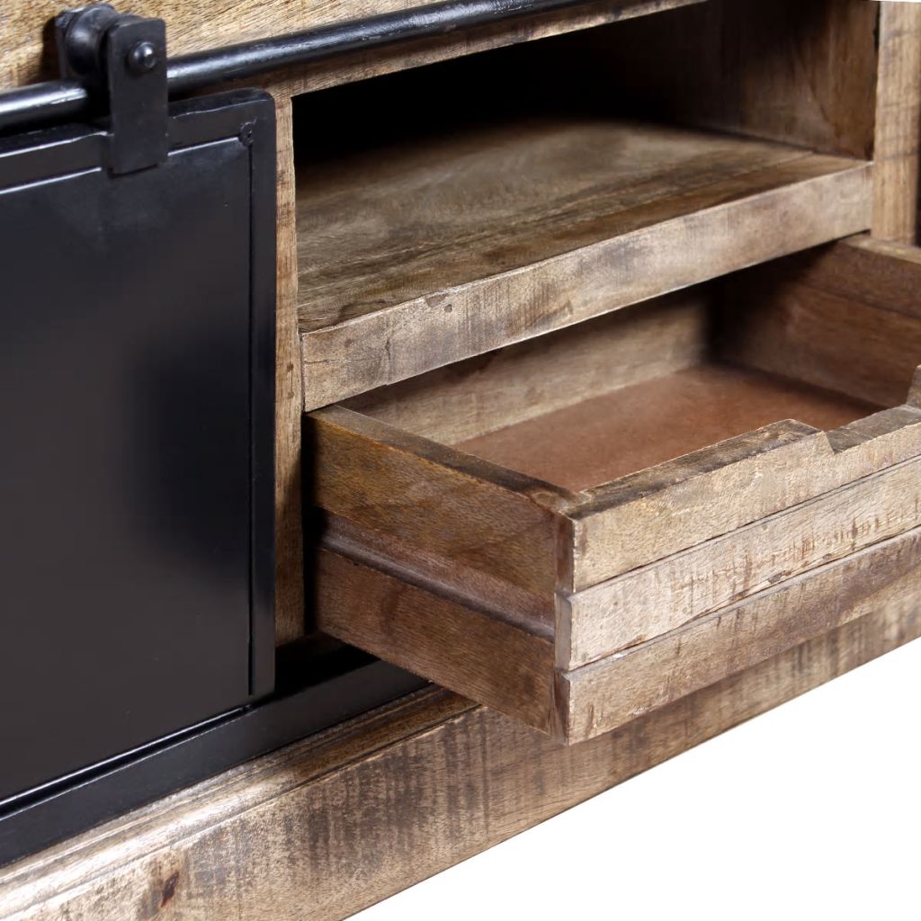 TV staliukas su 2 durelėmis, mango mediena, 110x30x45 cm