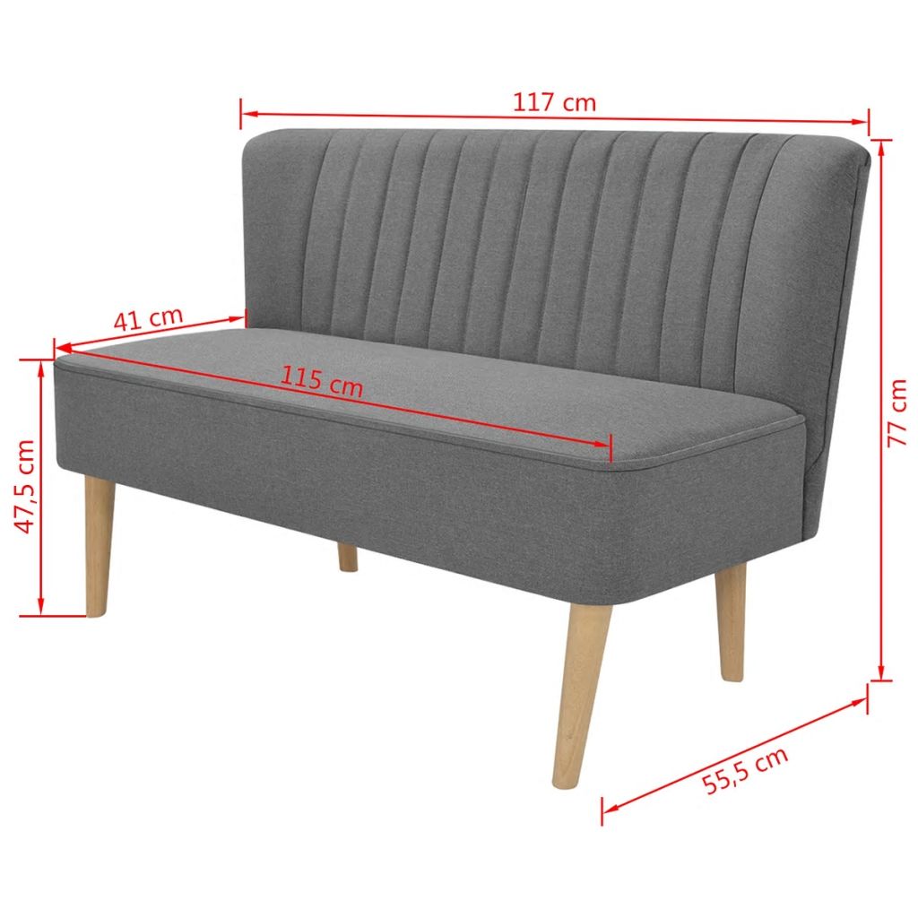 Sofa, audinys, 117x55,5x77cm, šviesiai pilka