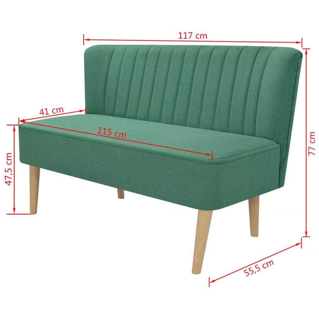 Sofa, audinys, 117x55,5x77cm, žalia