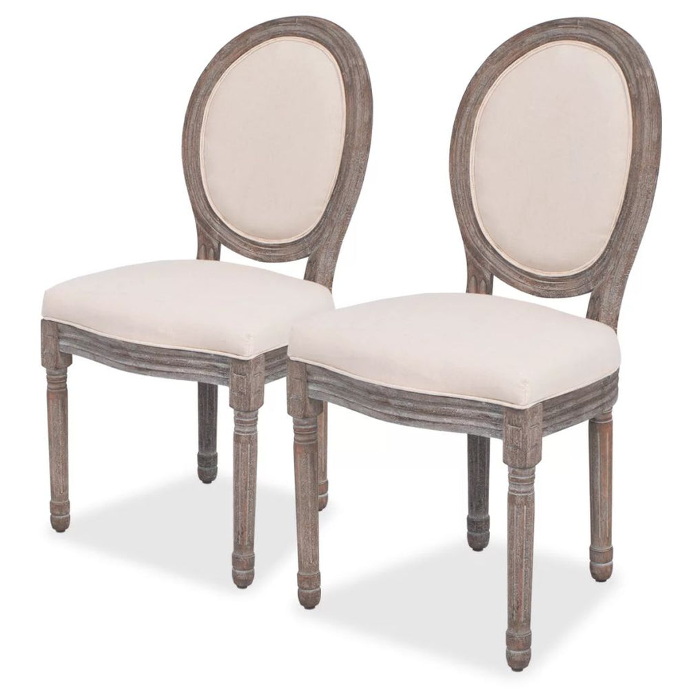 Valgomojo kėdės, 2 vnt., kreminės spalvos, audinys