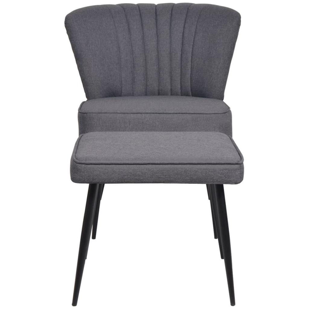 Kokteilinė kėdė su kėdute, audinys, tamsiai pilka