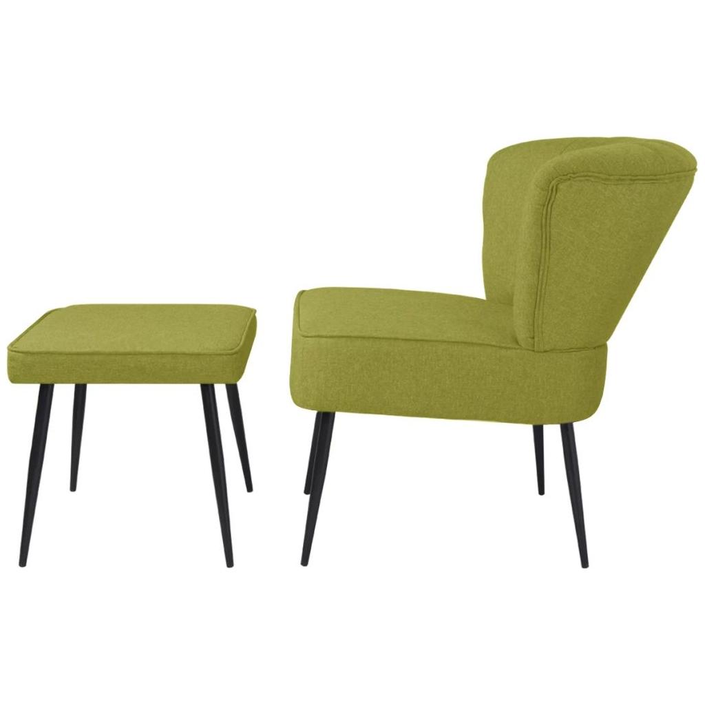 Kokteilinė kėdė su kėdute, audinys, žalia