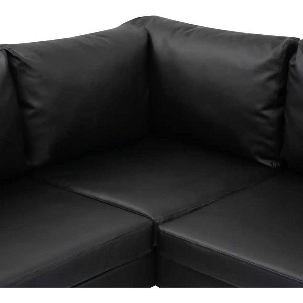 Kampinė sofa, dirbtinė oda, juoda