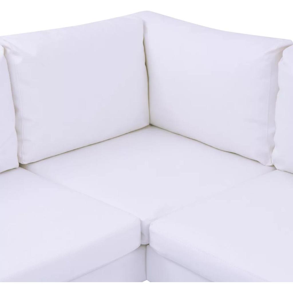 Kampinė sofa, dirbtinė oda, balta