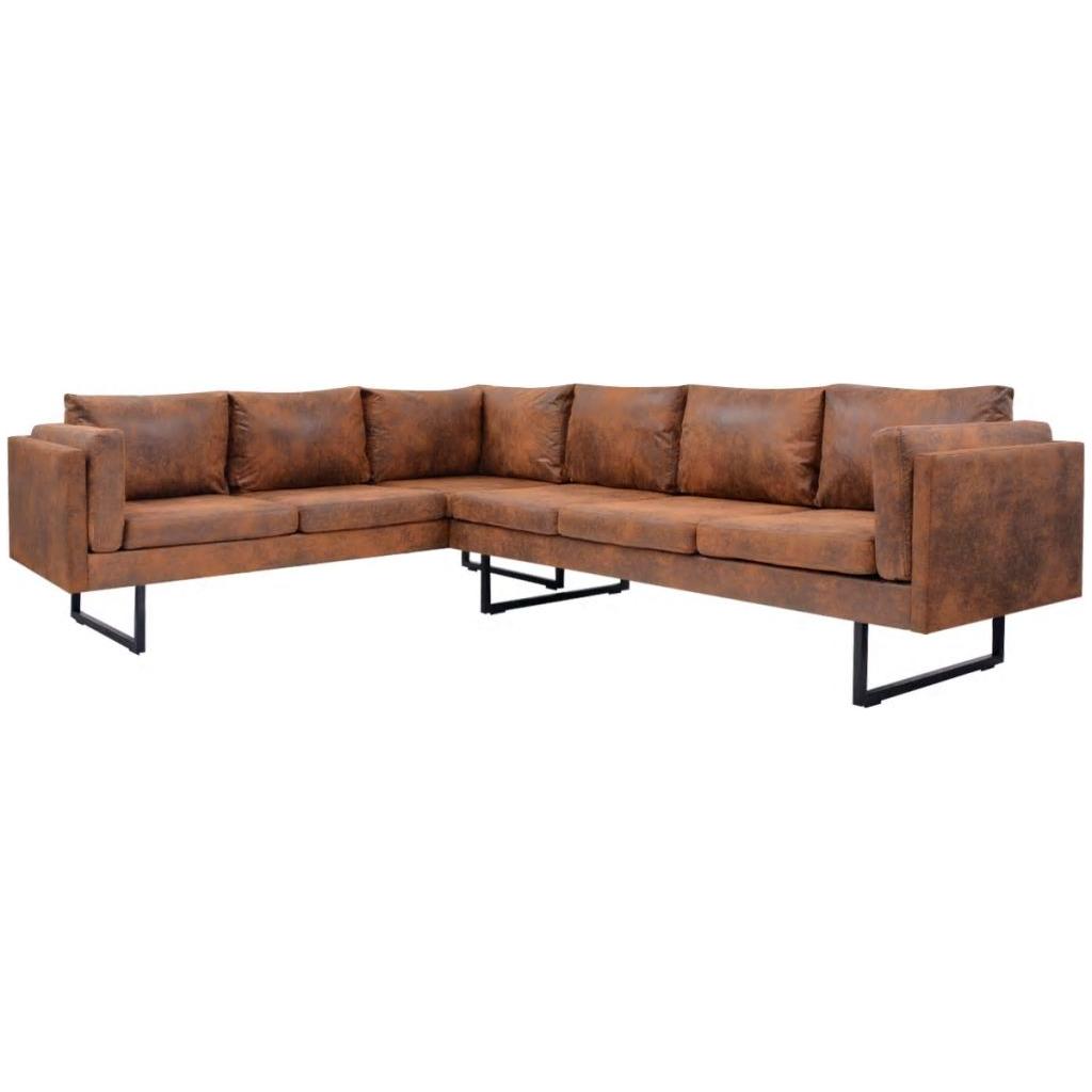 Kampinė sofa, audinys, ruda