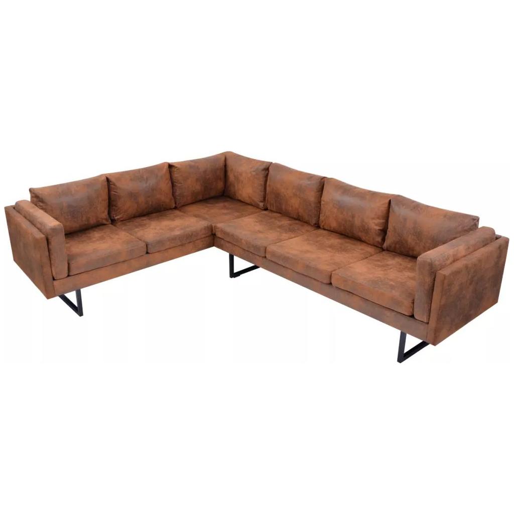 Kampinė sofa, audinys, ruda