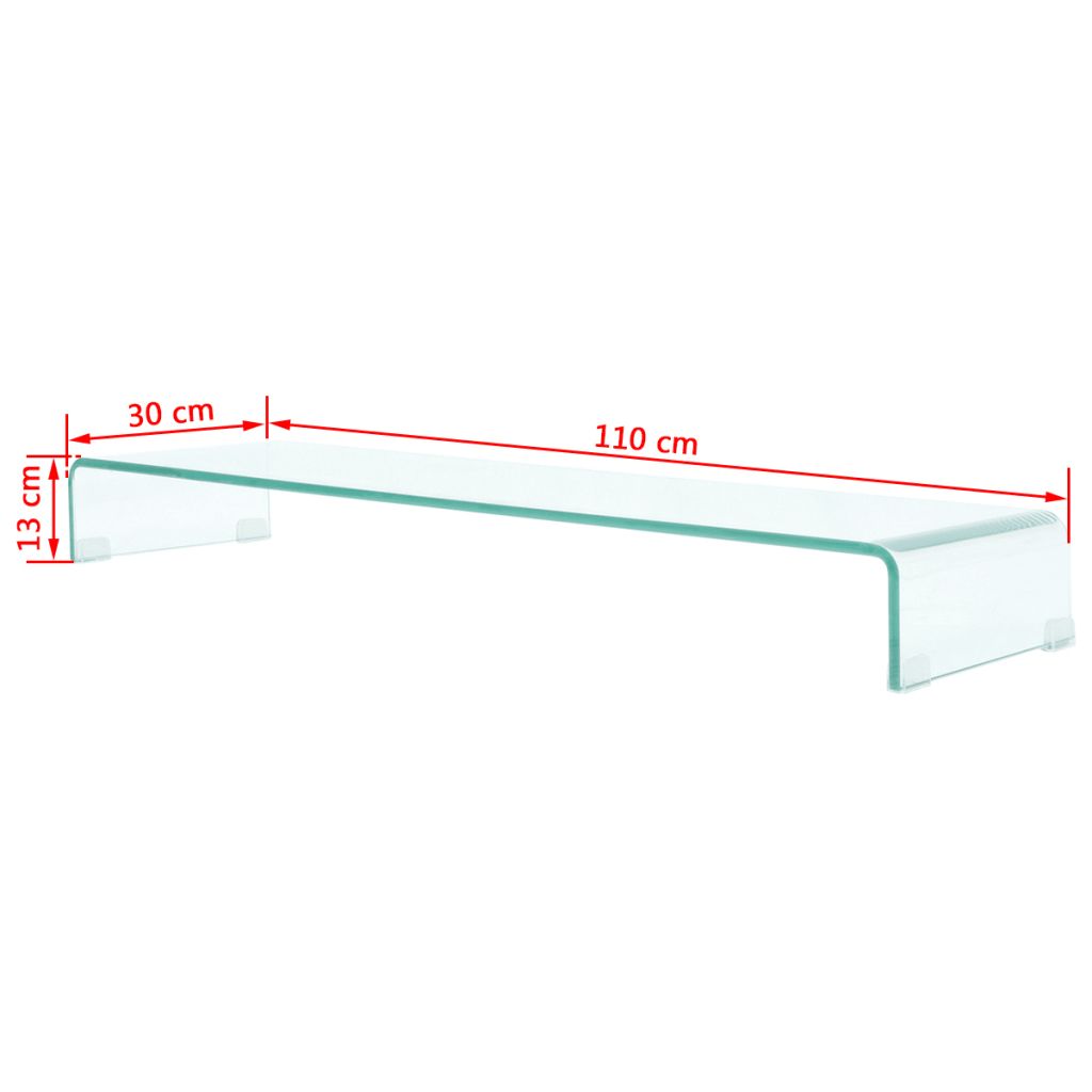 TV stovas/monitoriaus pakyla, skaidrus stiklas, 110x30x13 cm