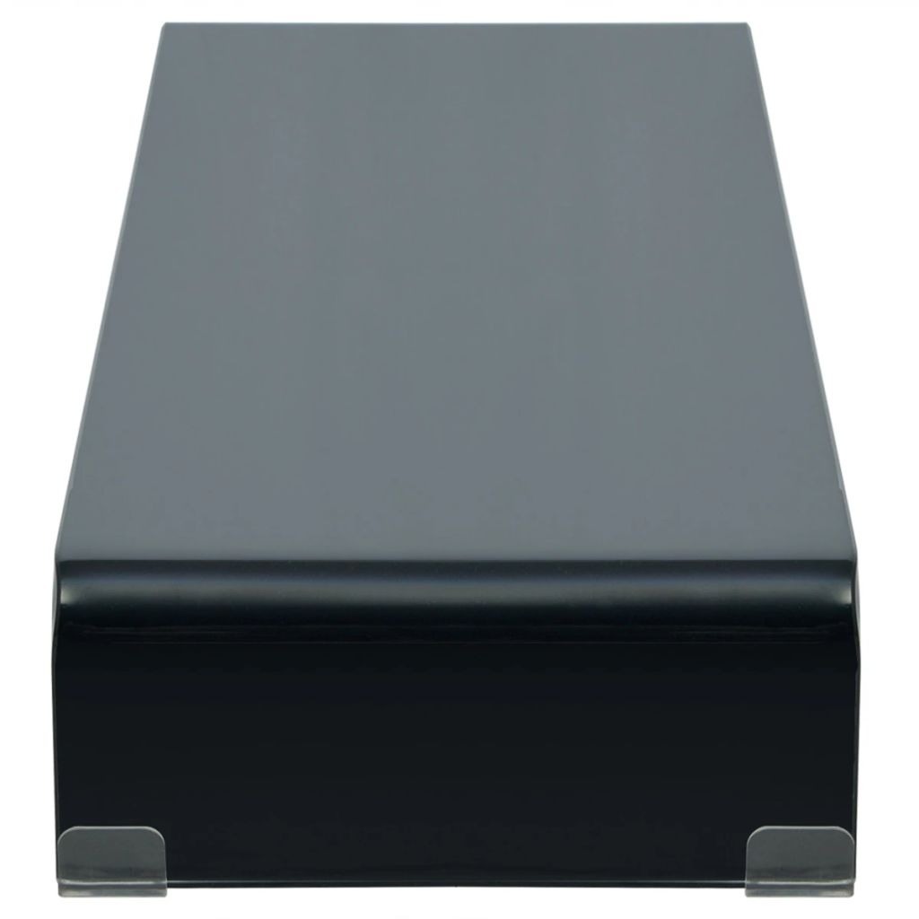 TV stovas/monitoriaus pakyla, juodas stiklas, 100x30x13 cm