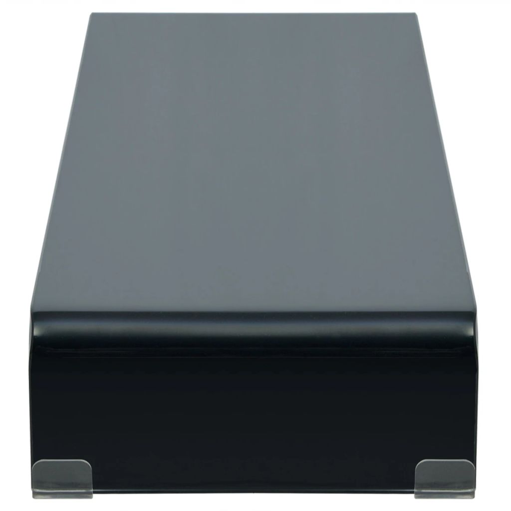 TV stovas/monitoriaus pakyla, juodas stiklas, 110x30x13 cm