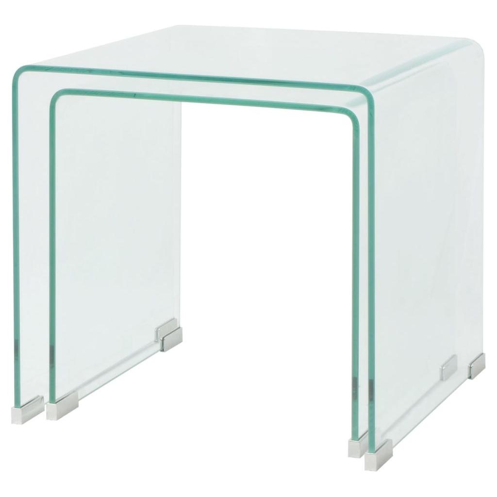 2 d. sustumiamų staliukų kompl., grūdintas stiklas, skaidrus