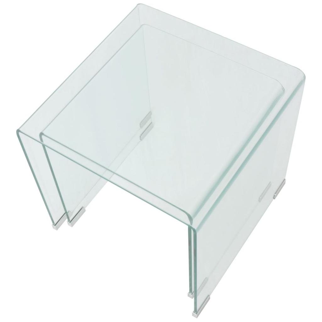 2 d. sustumiamų staliukų kompl., grūdintas stiklas, skaidrus