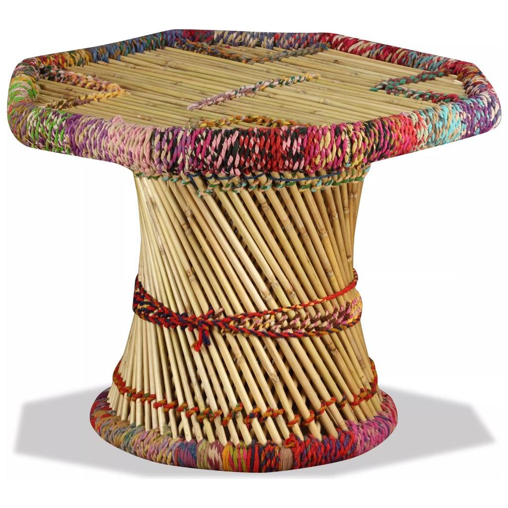 Kavos staliukas, bambukas, su megztomis detalėmis, įv. sp.
