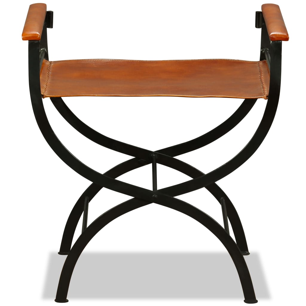 Sulankstoma kėdė, 2vnt., tikra oda, 59x48x77cm, juoda ir ruda