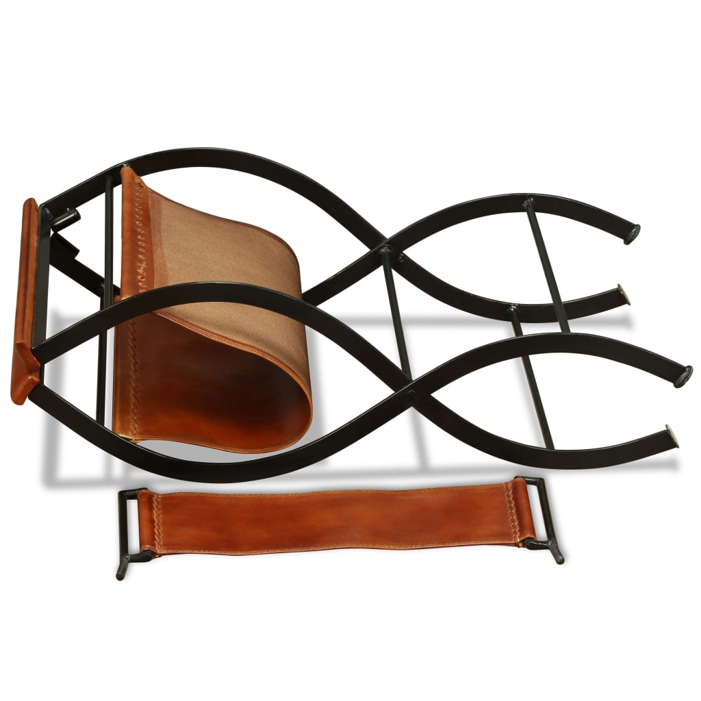Sulankstoma kėdė, 2vnt., tikra oda, 59x48x77cm, juoda ir ruda