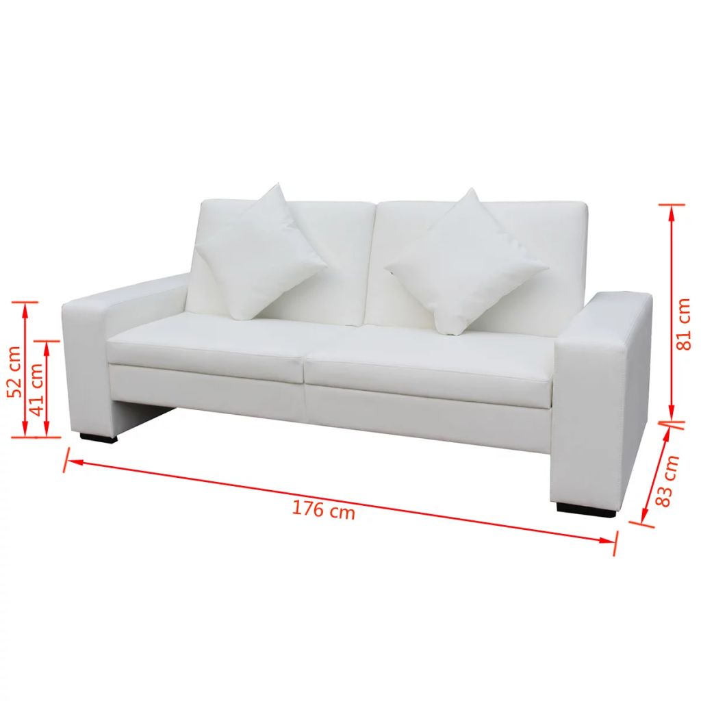 Sofa-lova, dirbtinė oda, balta