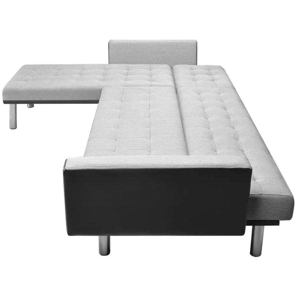 Kampinė sofa lova,  218x155x69 cm, juodos ir pilkos spalvos
