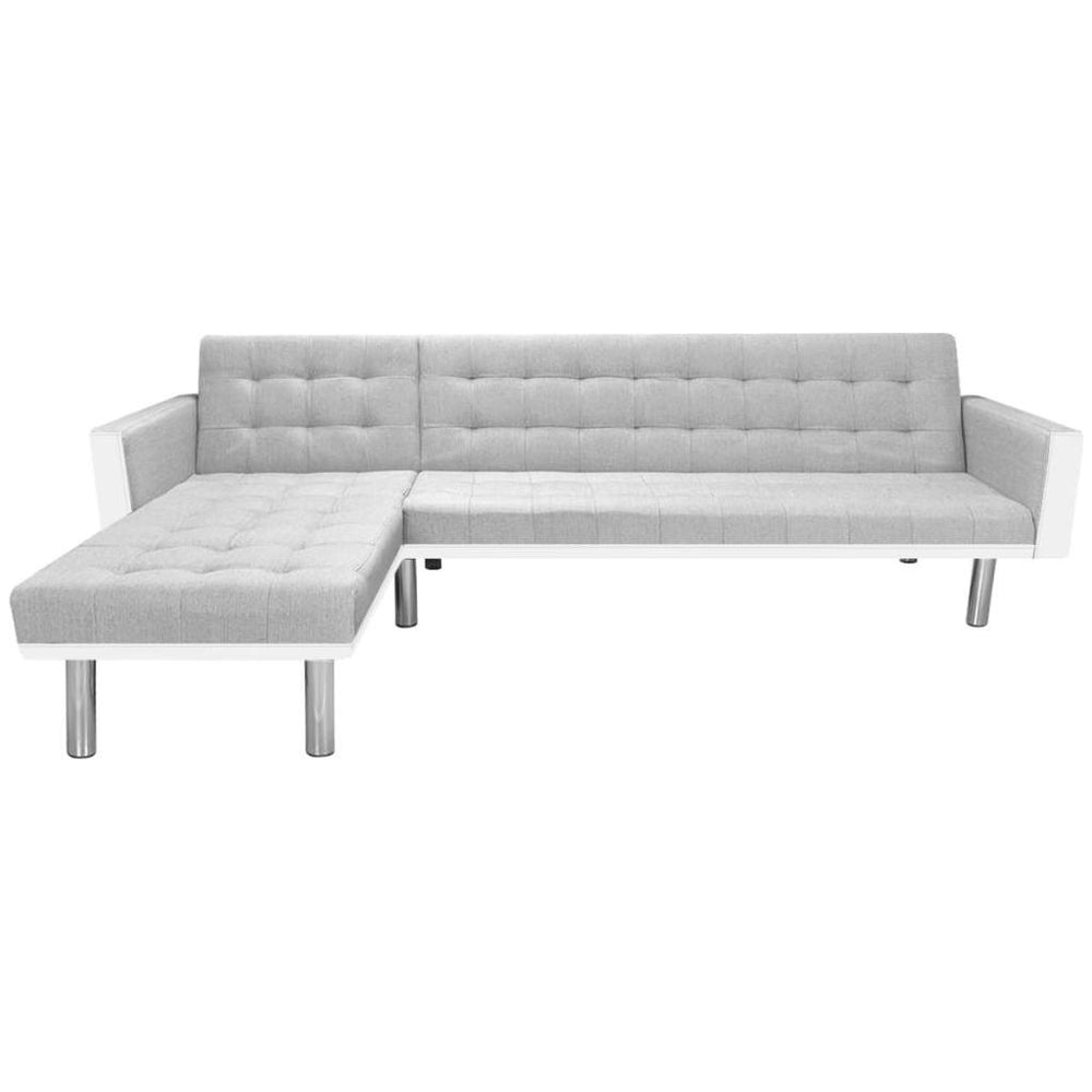 Kampinė sofa lova, 218x155x69 cm, baltos ir pilkos spalvos