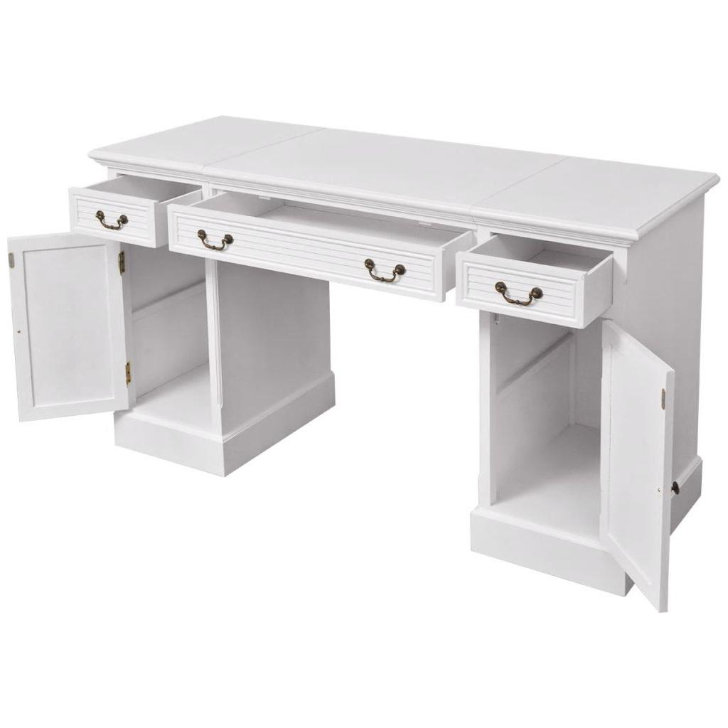 Dvigubas rašomasis stalas, baltas, 140x48x80 cm