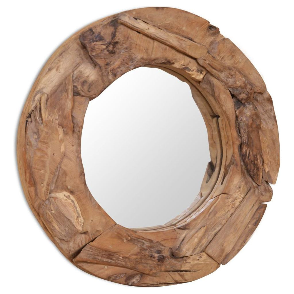 Dekoratyvinis veidrodis iš tikmedžio, 60cm, apvalus