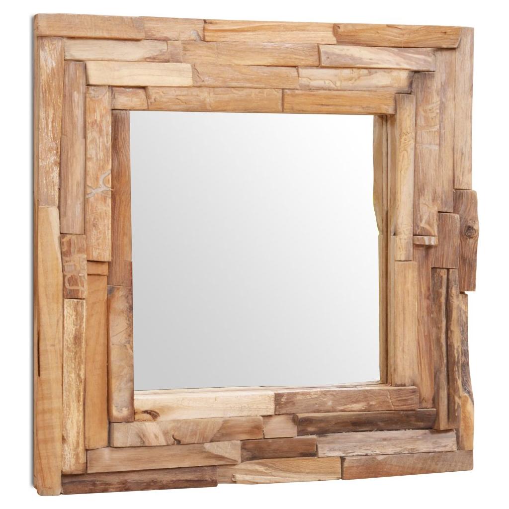Dekoratyvus veidrodis, tikmedis, 60x60cm, kvadrato formos