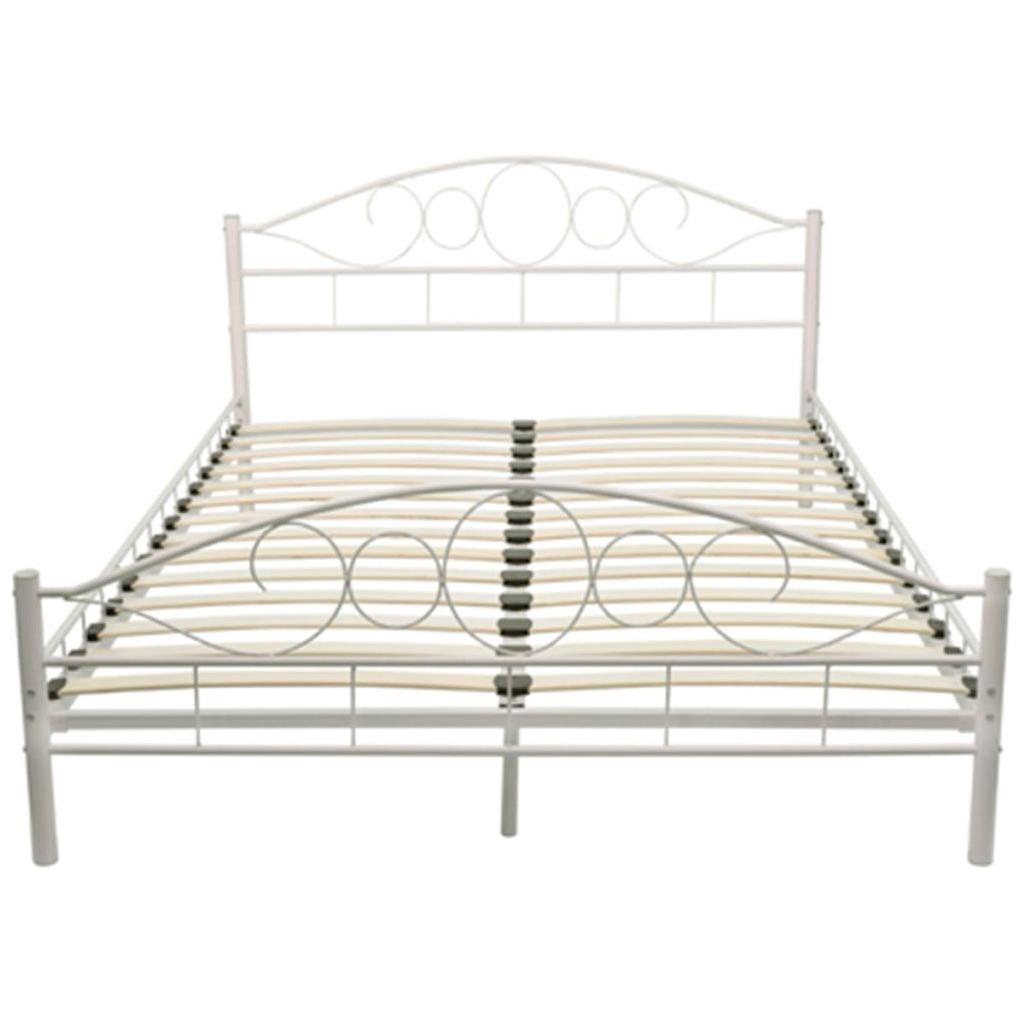 Dvigulė lova su čiužiniu, baltos sp., metal., 160x200cm