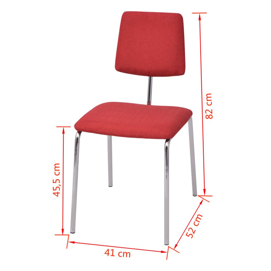 Valgomojo kėdės, 4 vnt., raudonas audinys