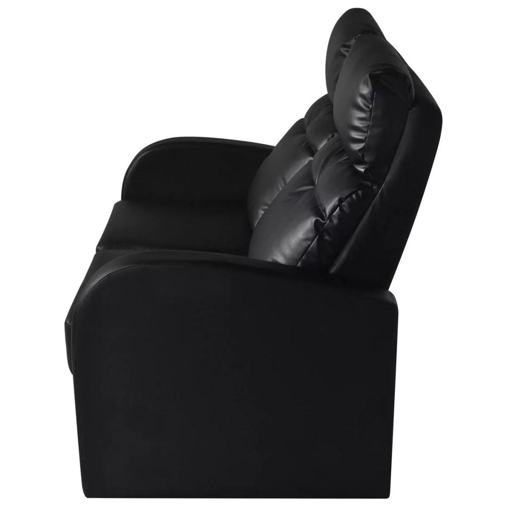 Krėslų reglainerių komplektas su LED, dirbtinė oda, juodas