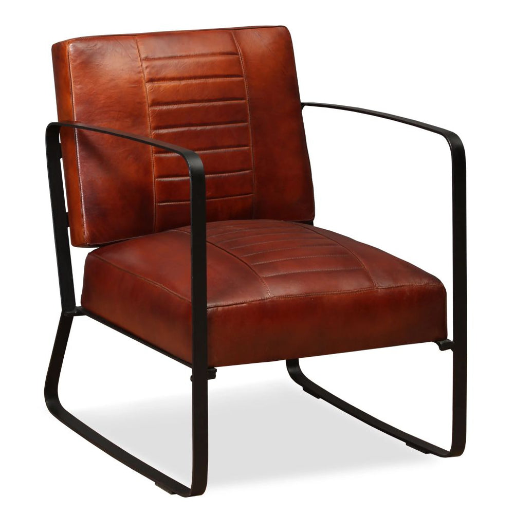 Poilsio kėdė, tikra oda, ruda