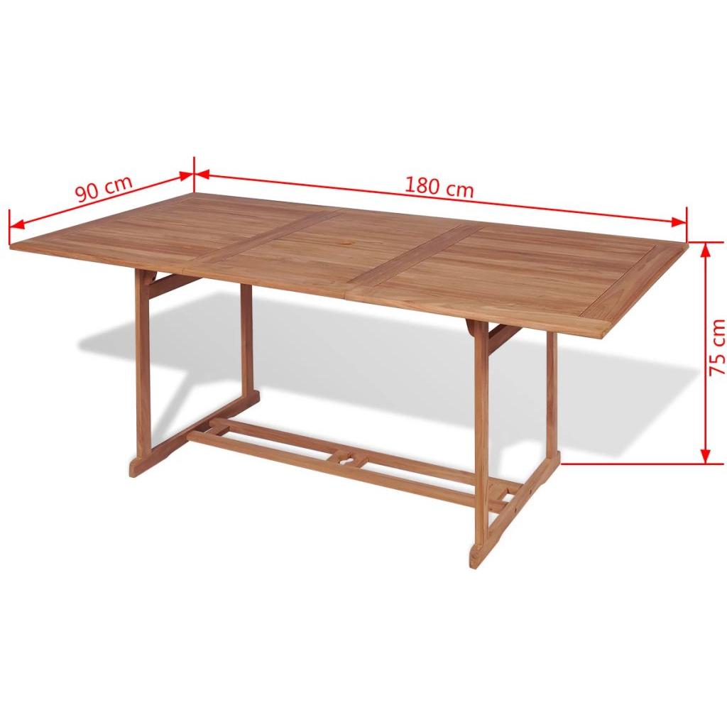 Lauko valgomojo stalas, stačiakampis, 180x90x75cm, tikmedis