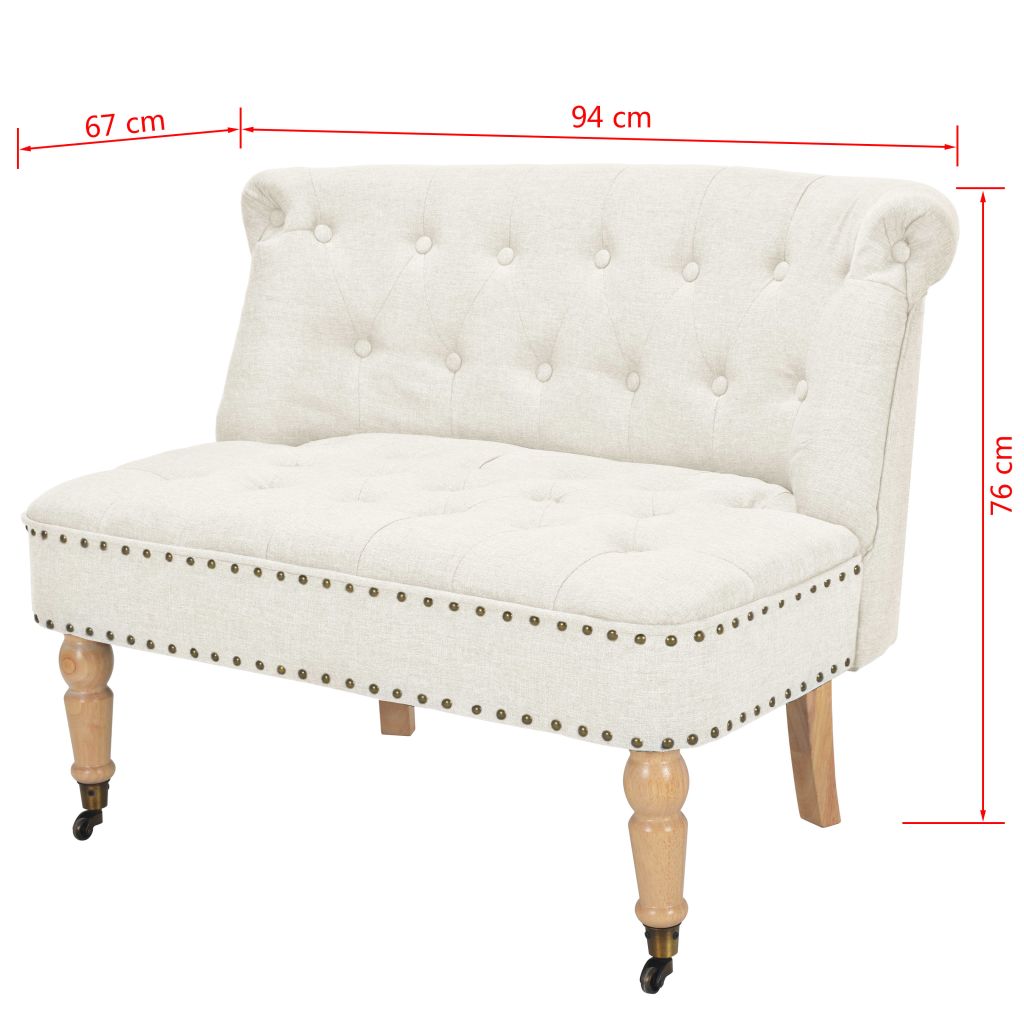 Sofa, audinys, 94x67x76 cm, baltos spalvos