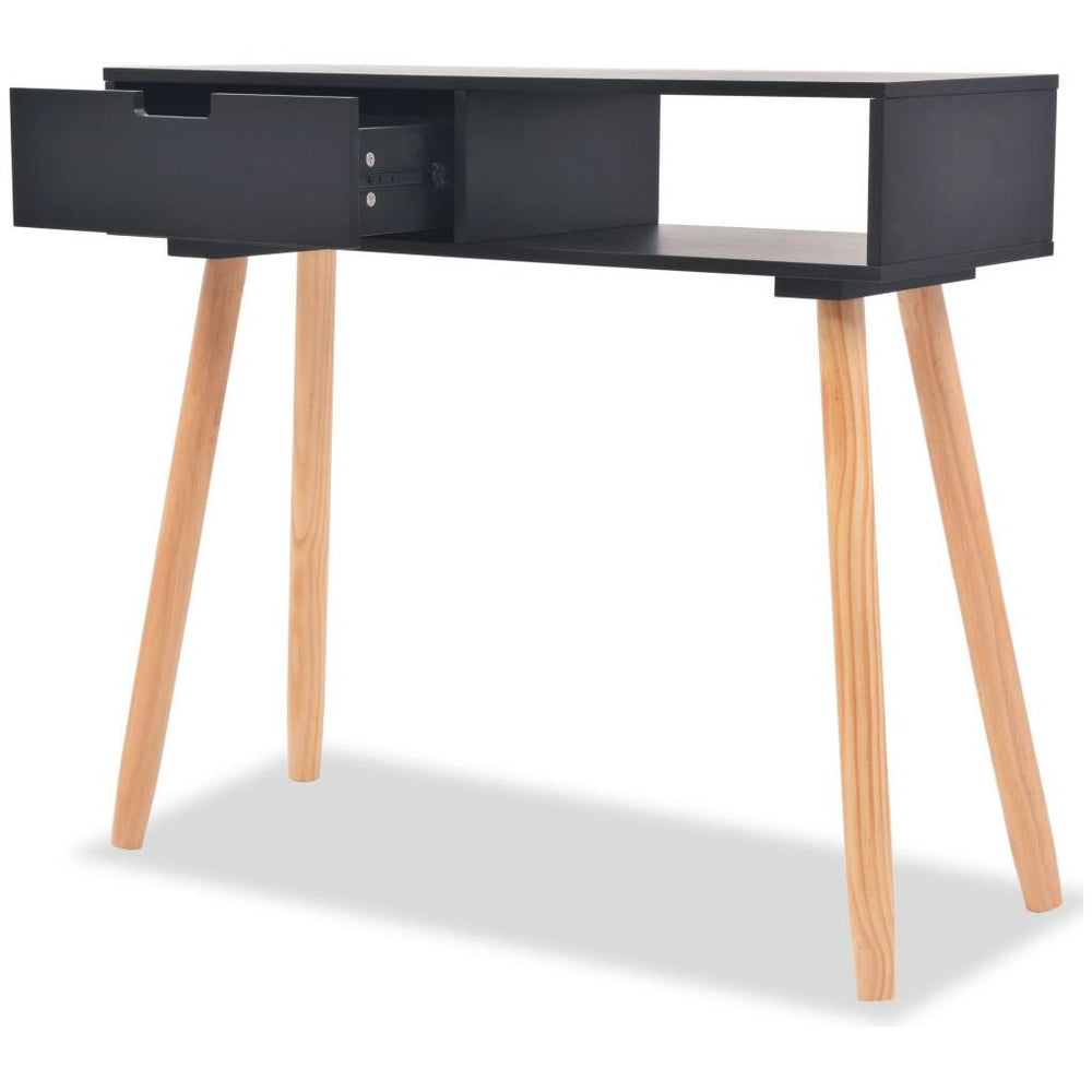 Konsolinis stalas, masyvi pušies mediena, 80x30x72cm, juoda