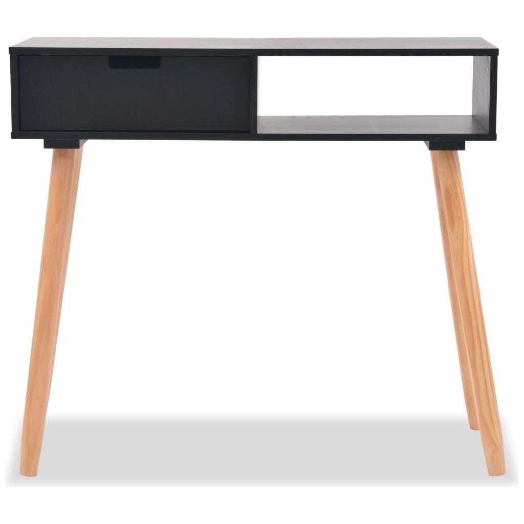 Konsolinis stalas, masyvi pušies mediena, 80x30x72cm, juoda
