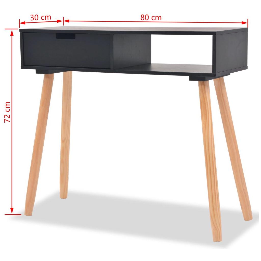 Konsolinis stalas, masyvi pušies mediena, 80x30x72cm, juoda