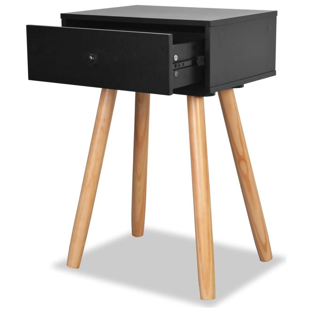 Naktiniai staliukai, 2vnt., pušies mediena, 40x30x61cm, juodi