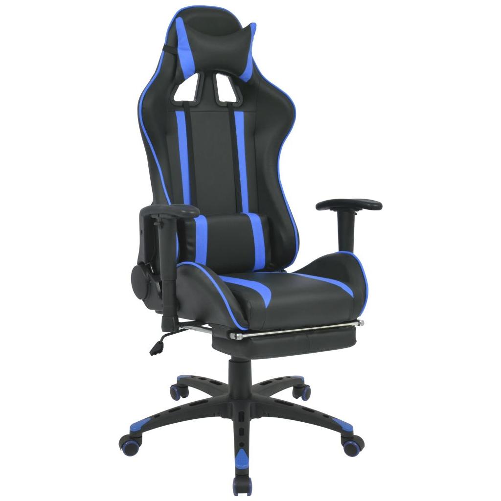 Atlošiama biuro/žaidimų kėdė su atrama kojoms, mėlyna (2016)