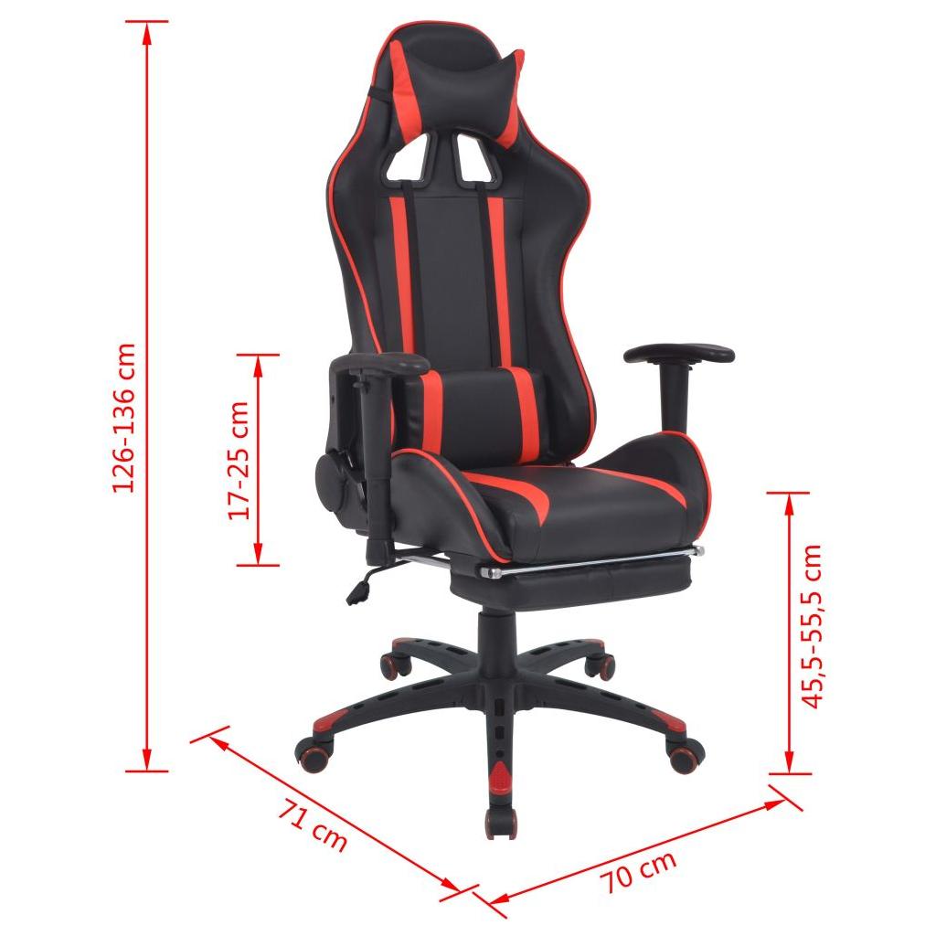 Atlošiama biuro/žaidimų kėdė su atrama kojoms, raudona (2016)