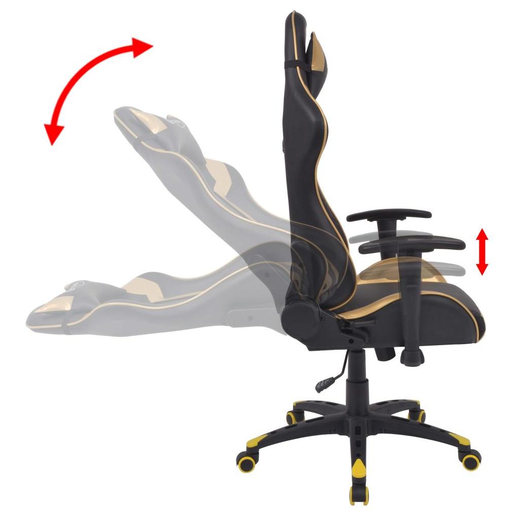 Atlošiama biuro/žaidimų kėdė, dirbtinė oda, aukso spalvos
