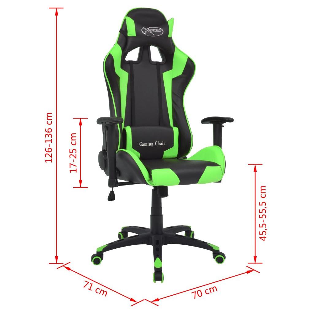 Atlošiama biuro/žaidimų kėdė, dirbtinė oda, žalia